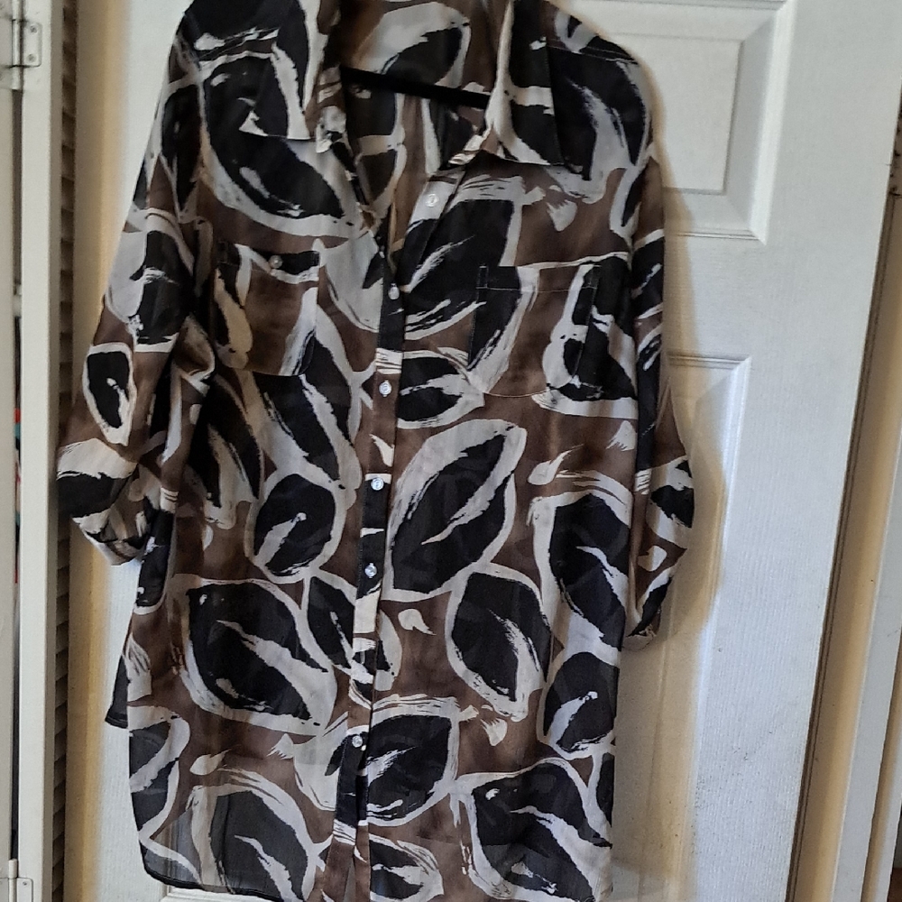 Avenue Brown and Black Patterned Shirt